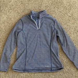 Blue and white fleece quarter zip from Eddie Bauer